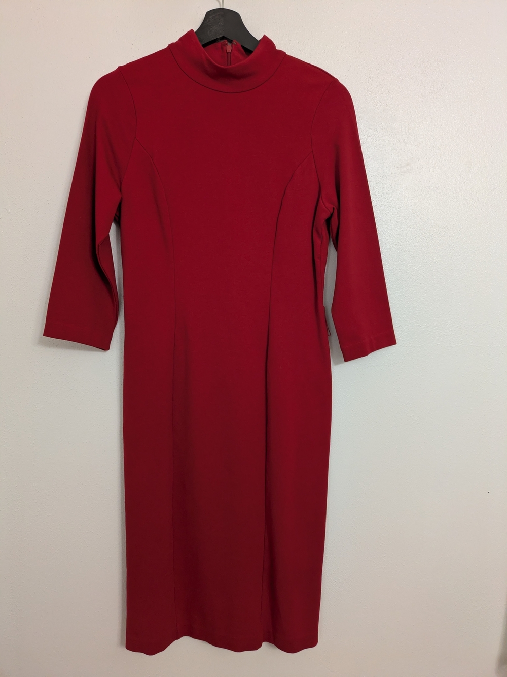 Talbots Crimson Mock Neck Midi Dress